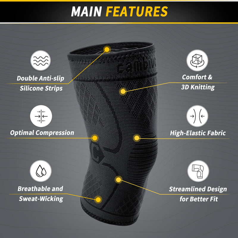 CAMBIVO Knee Support for Women & Men 2 pack, Knee Brace Support and Knee Compression Sleeves for Weight Lifting, Running, Volleyball, Gym, Arthritis, Joint Pain, Meniscus Tear S Black - NewNest Australia
