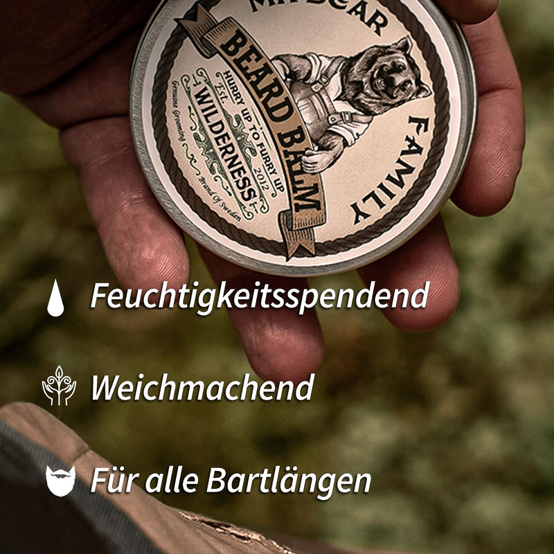 Mr Bear Family Beard Balm Men - Wilderness - Nourishing Beard Balm - Beard Wax with Shea Butter, Jojoba Oil and Beeswax - Beard Wax Mustache & Full Beard Beard Styling - Beard Balm 60ml Wilderness - NewNest Australia