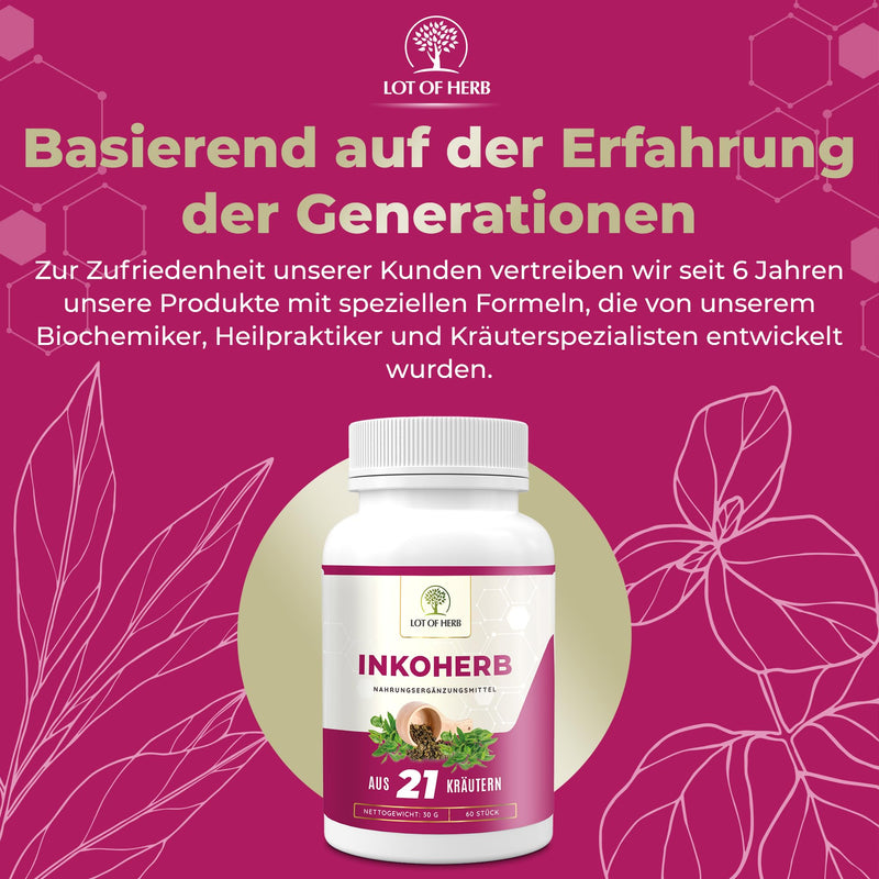Lot Of Herb Inkoherb Of 21 Herbs For Natural Strengthening Of The Bladder Function - Can Support Incontinence Bladder Weakness Urination - Dietary Supplement For Men And Women - Pack Of 60 - NewNest Australia