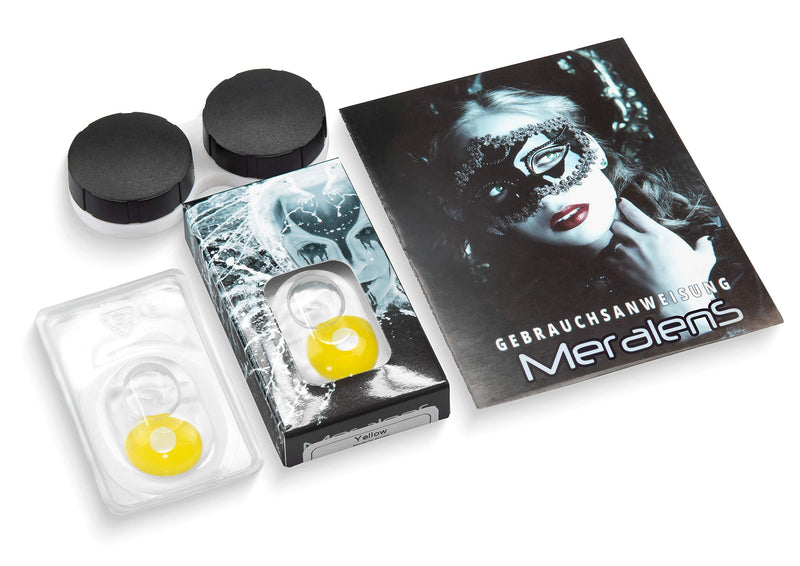 Glamlens Colored Contact Lenses Yellow for Carnival Halloween, 1 Pair Yellow Crazy Fun Contact Lenses with Container Top Quality with Strength - NewNest Australia