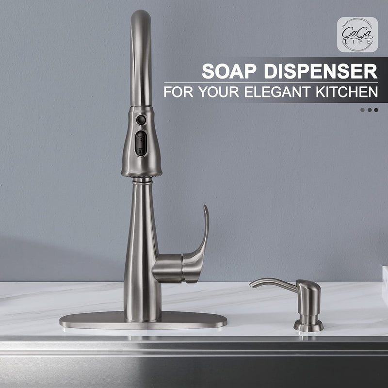 GAGALIFE Built in Sink Soap Dispenser or Lotion Dispenser for Kitchen Sink, Brushed Nickel ABS Pump Head, with 13 Ounce Large PET Soap Bottle - NewNest Australia