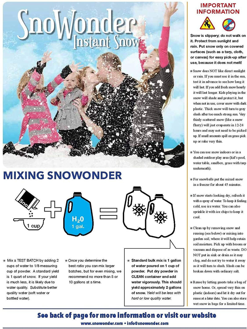 NewNest Australia - Let It Snow and SnoWonder Instant Snow Powder for Slime and Holiday Decorations - Artificial Snow Mix Makes 2 Gallons of Fake Snow - Made in The USA 