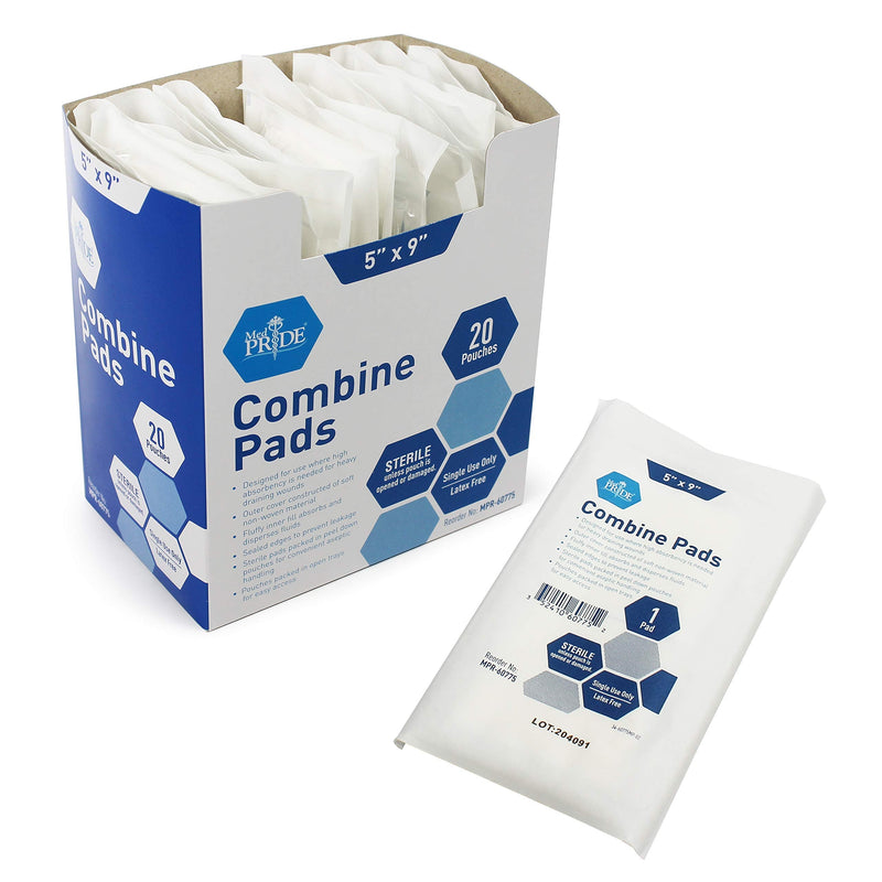 Medpride Sterile Abdominal- ABD Combine Pads| 20-Pack, 5 x 9 Inches| Extra Absorbent & Thick, Individually Wrapped Wound Dressing, First Aid Pads| Surgical-Grade, Nonstick- for Heavy Leakage, Post Op - NewNest Australia
