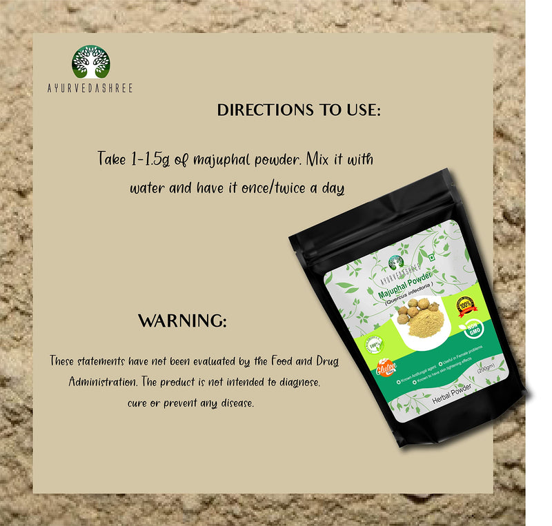 AYURVEDASHREE Majuphal Powder 200 Gm | Galnuts Powder (Quercus infectoria) | 100% Pure Quercus Infectoria/Majuphal/Manjakani - NewNest Australia