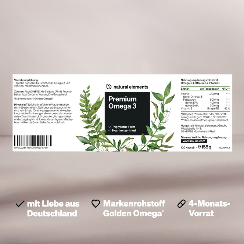Omega 3 Fish Oil - Introduction Price - Premium: 80% Omega 3 Content In Triglyceride Form - Elaborately Cleaned, High Dosage And Sustainable Fishing - 120 Capsules - NewNest Australia
