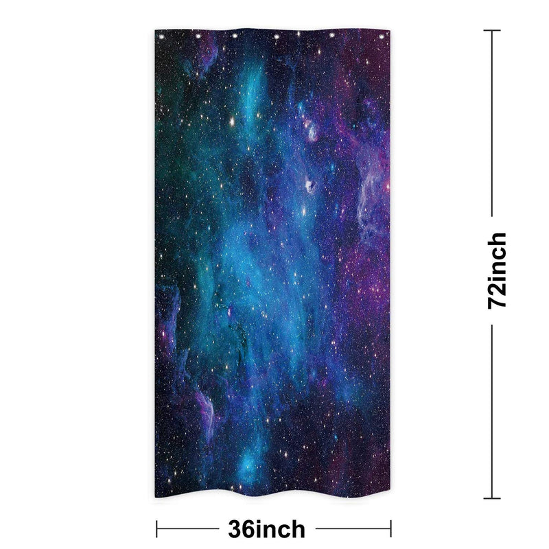 Riyidecor Stall Galaxy Outer Space Nebula Shower Curtain 36Wx72H Inch Universe Planets Magical Fantasy Star Decor Bathroom 7-Pack Plastic Hooks Fabric Blue Space - NewNest Australia