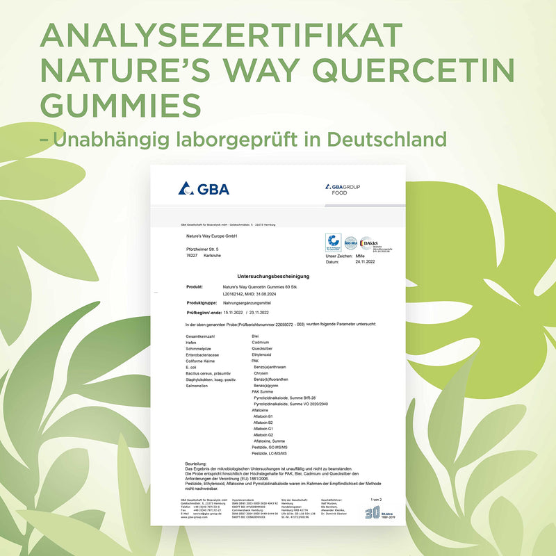 Nature'S Way Quercetin Zinc Gummies - Strengthen The Immune System With Lemon Flavor - From The Flowers Of The Japanese String Tree - 60X Vegetarian Gummy Bears With Zinc Without Artificial Additives - NewNest Australia