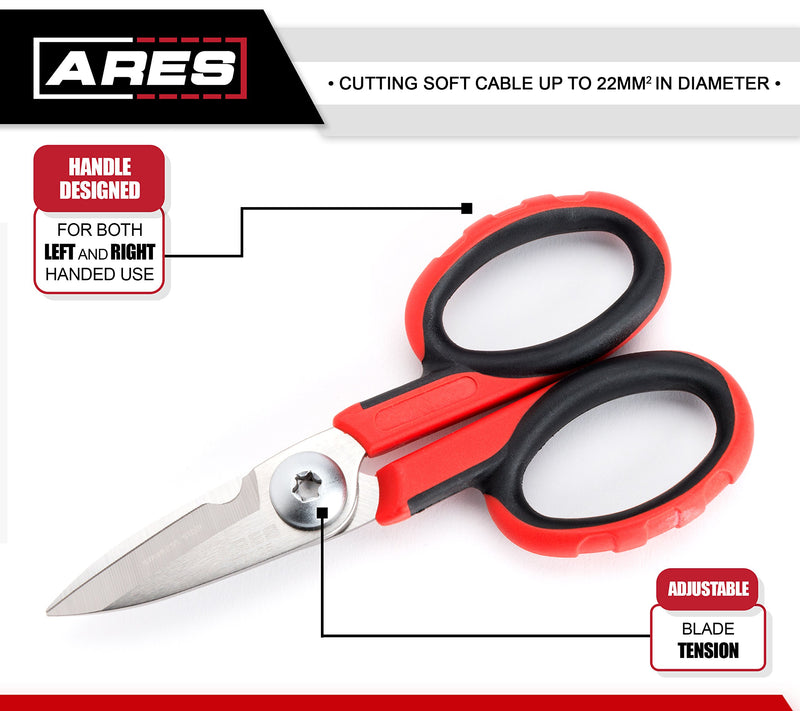 ARES 70105 - 5 1/2-Inch Multi-Purpose Heavy Duty Shears - Finely Serrated High Carbon Stainless Steel Blades - Cuts Wire, Insulation, Soft Cable and More - NewNest Australia