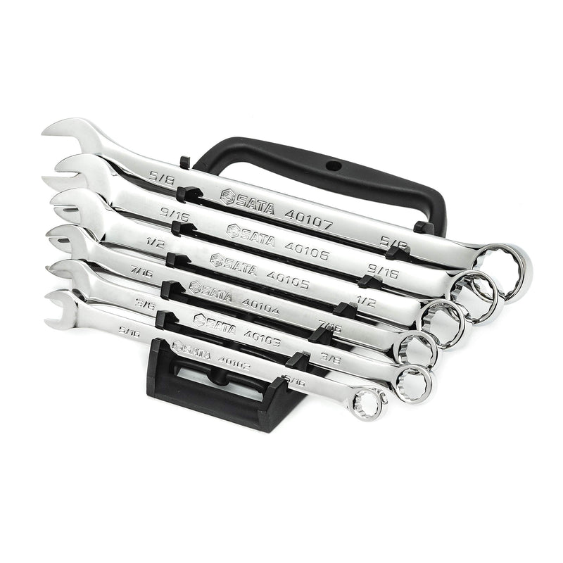 SATA 6-Piece Full-Polish SAE Combination Wrench Set with Offset Box Ends and an Easy-to-Carry Wrench Rack, ST09017SJ - NewNest Australia