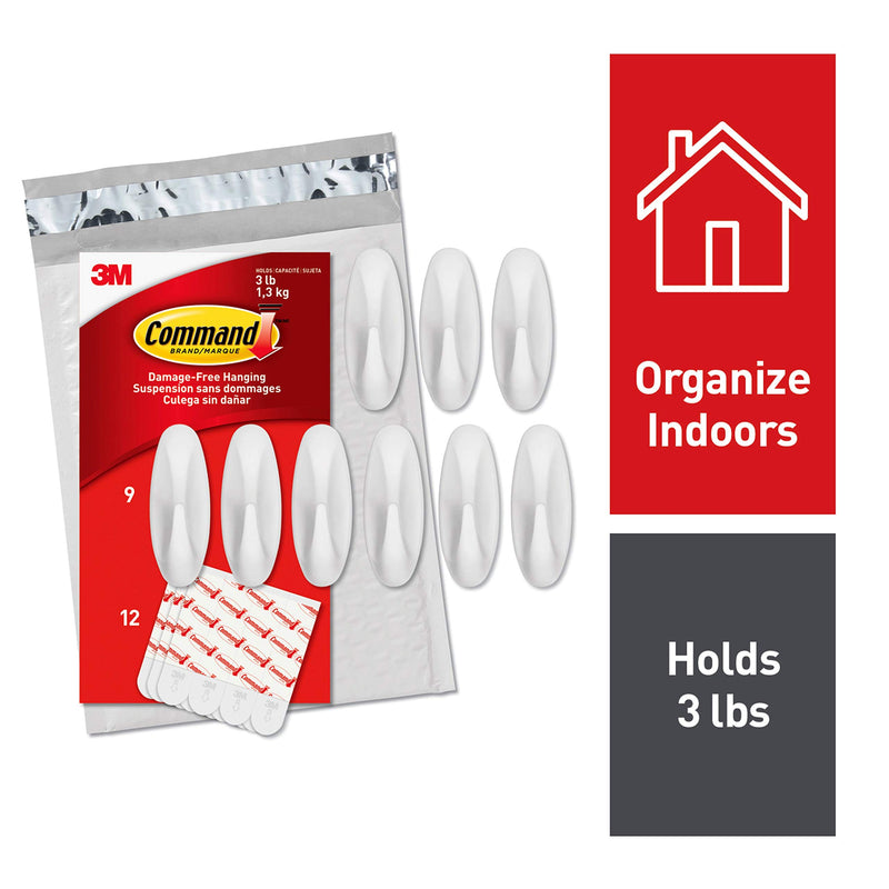 NewNest Australia - Command Medium Designer Hooks, 7 Hooks, 12 Strips, Organize and decorate your dorm White 