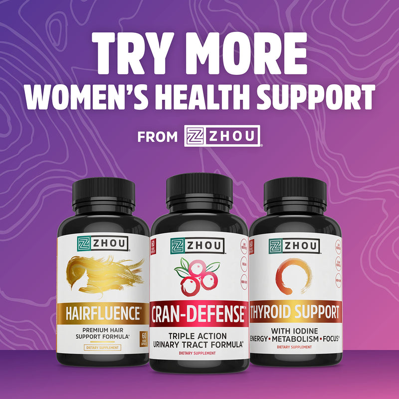 Zhou Nutrition Evening Primrose Oil Capsules- Supports Hormone Balance for Women, PMS & Menopause Support, Cold Pressed & Hexane Free - 1400mg 10% Gla - NewNest Australia