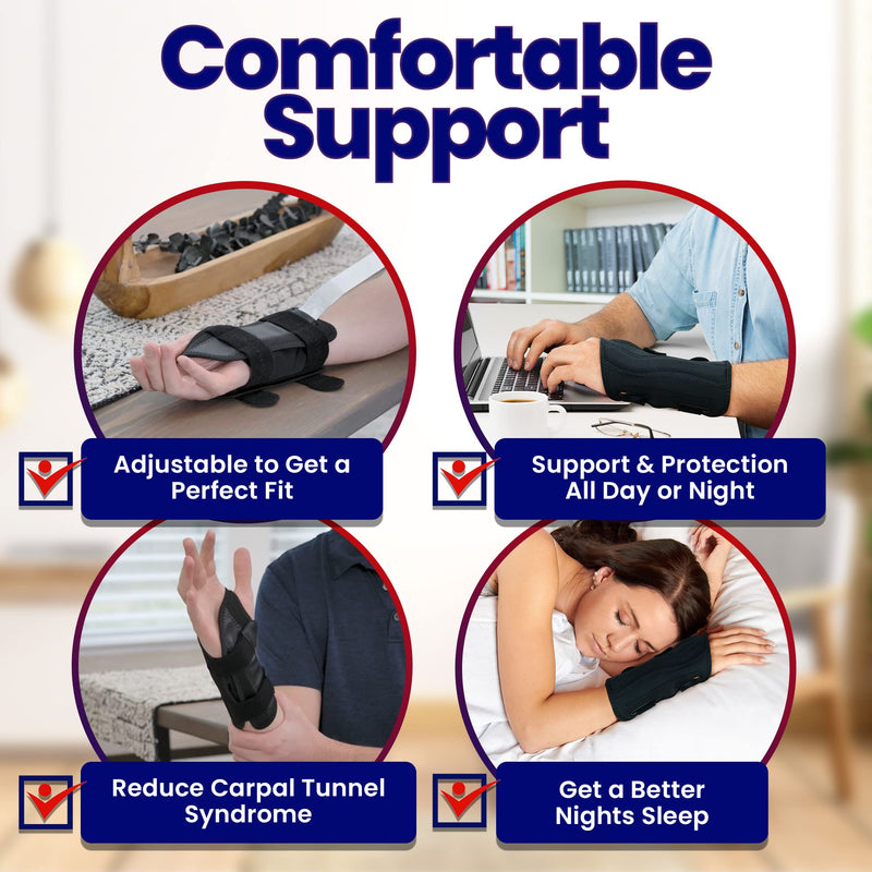 Carpal Tunnel Wrist Brace Night Support - Wrist Splint Arm Stabilizer & Hand Brace for Carpal Tunnel Syndrome Pain Relief with Compression Sleeve for Forearm or Wrist Tendonitis Pain Treatment (Right) - NewNest Australia