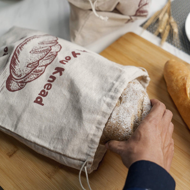 NewNest Australia - Linen Bread Bags, Pack of 4 Large and Extra Large Natural Unbleached Bread Bags, Reusable Drawstring Bag for Loaf, Homemade Artisan Bread Storage, Linen Bags for Food Storage, Ideal Gift for Bakers 