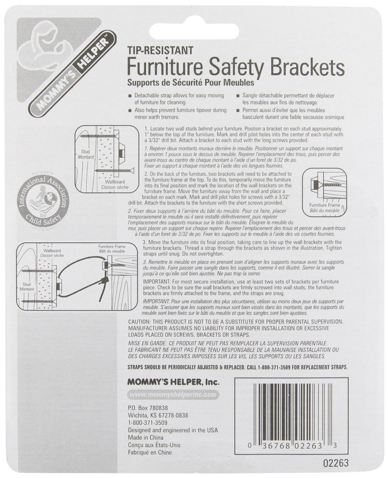 Mommy's Helper - Tip Resistant Furniture Safety Brackets, (2 Pack) - NewNest Australia