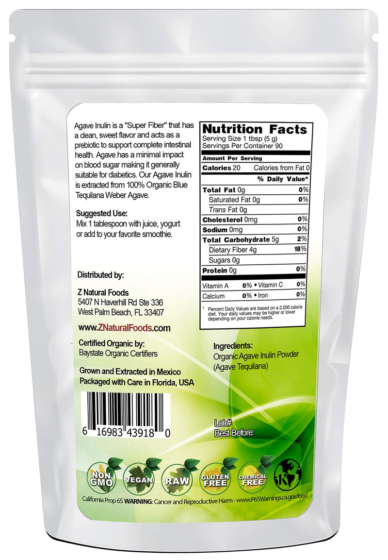 Organic Agave Inulin Powder - All Natural Fiber Supplement - Prebiotic Superfood for Drinks, Smoothies and Recipes - Great for Cooking or Baking - Raw, Non GMO, Gluten Free, Kosher - 1 lb 1.0 Pounds - NewNest Australia