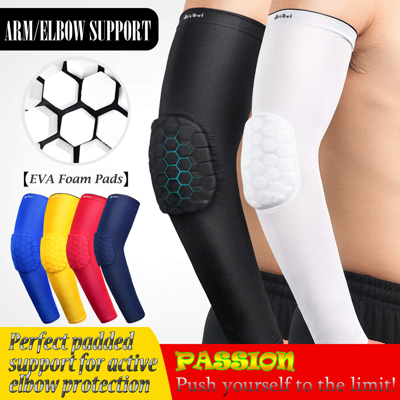  HiRui Arm Compression Sleeves for Men Women Youth Kids