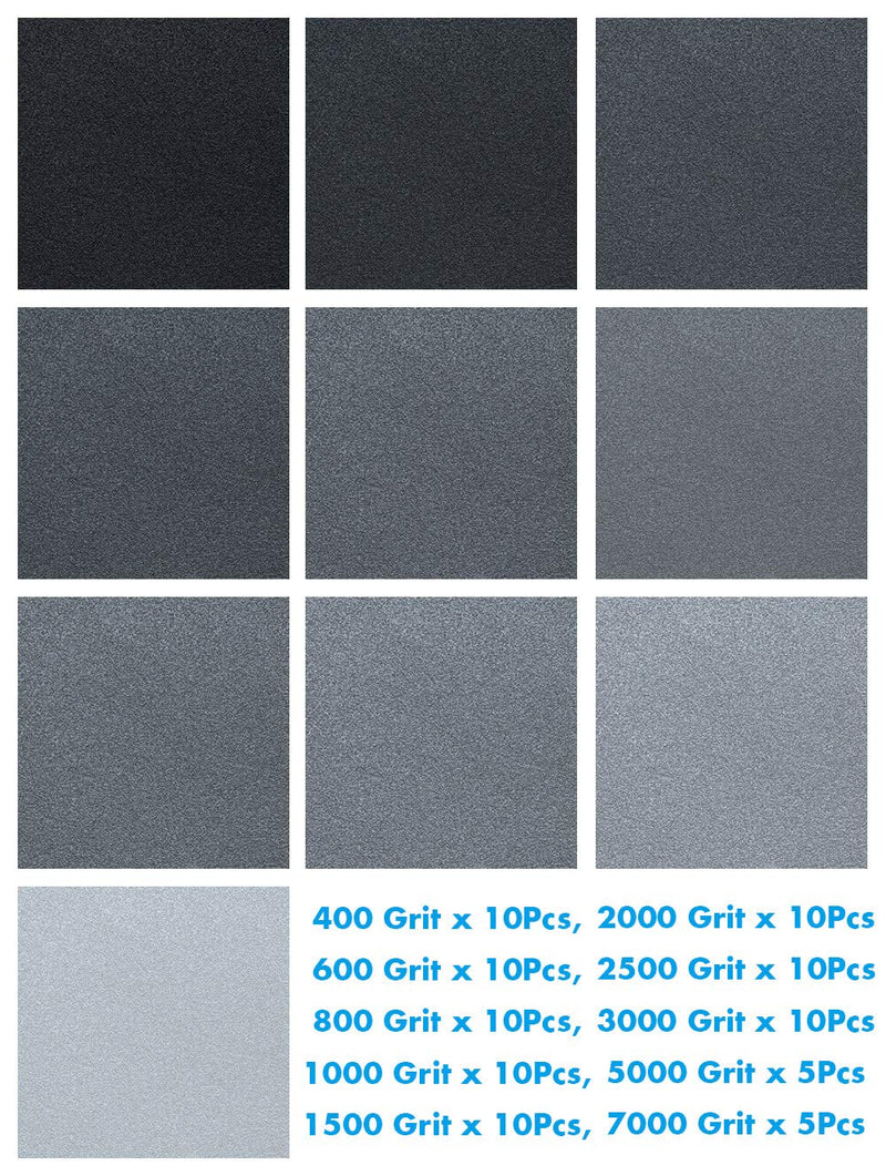 Anezus 90Pieces Sandpaper Assortment 400 to 3000 5000 7000 Grit Wet Dry Fine Sand Paper Assortment for Automotive Sanding Car Painting Wood Furniture Finishing - NewNest Australia