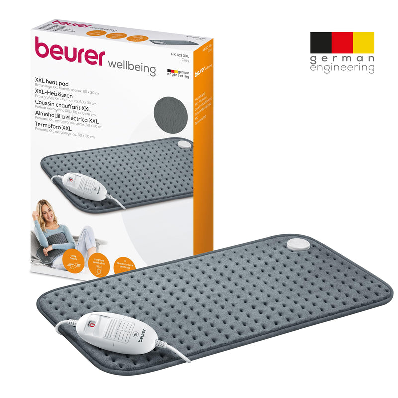 Beurer HK 123 heating pad, cozy heating pad with 3 temperature levels and automatic switch-off, machine washable, gray, XXL format 60 x 30 cm - NewNest Australia