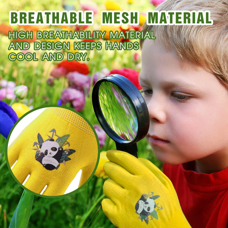 3 Pairs Kids Gardening Gloves for Age 2-13,Toddler Garden Gloves, Soft Safety Nitrile Coated Children Yard Work Gloves Size 2 (age 3-4) Green+yellow+orange - NewNest Australia