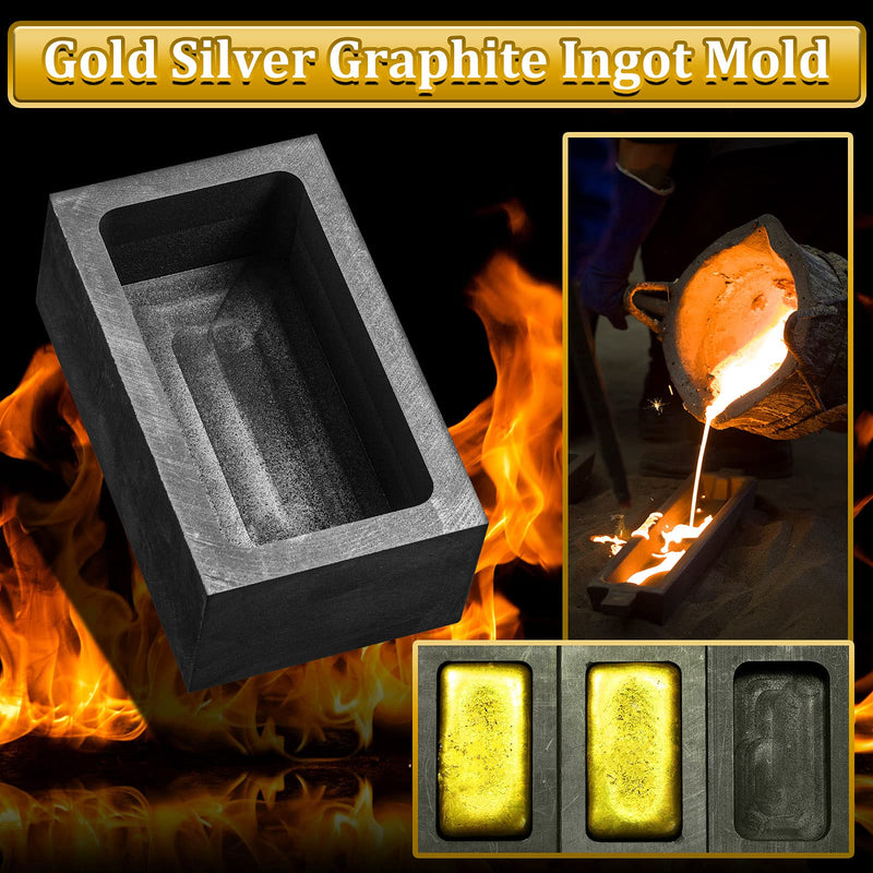 2 Kg Graphite Ingot Mold Silver Gold Ingot Mould Casting Ingot Crucible Mould for Gold Silver Metal Aluminum Copper Brass Melting Casting Refining, 85 x 45 x 30 mm (2) - NewNest Australia