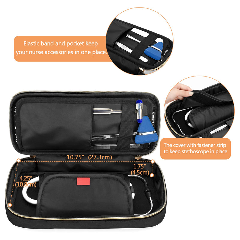 Damero Protective Stethoscope Case Compatible with 3M Littmann/ADC/Omron Stethoscope, Stethoscope Carrying Bag Travel Case for Nurse Accessories, Black - NewNest Australia