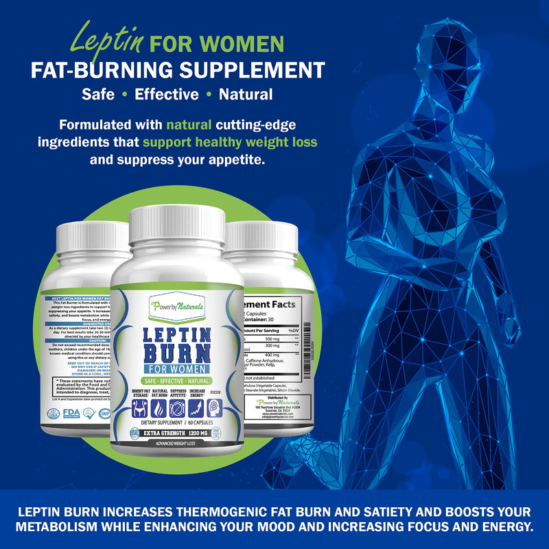 Power By Naturals - Leptin Burn for Women - Natural Appetite Suppressant, Metabolism Booster for Weight Control Diet Pills- Leptin Supplements - 60 Capsules - Fat Burner Weight Loss Pills for Women - NewNest Australia