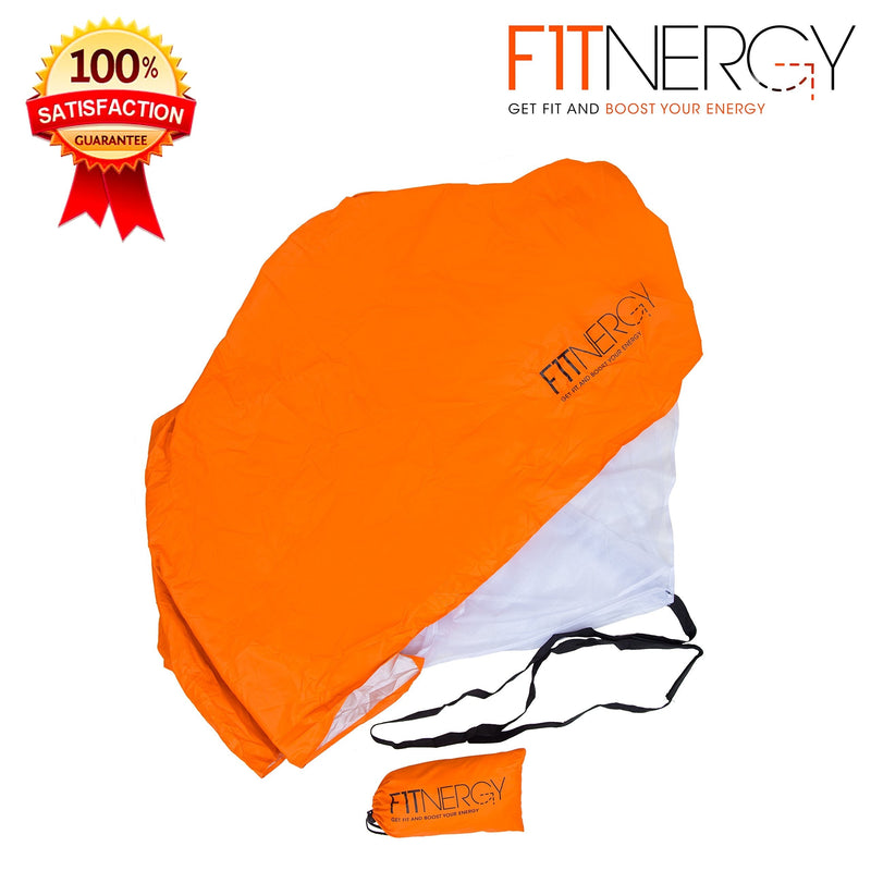 F1TNERGY Running Resistance Parachute Durable 56" Orange Speed Sprint Training Chute - Free Carrying Bag - Maximize & Explosive Acceleration Soccer Football Agility Ladder Speed 1 UNIT - NewNest Australia