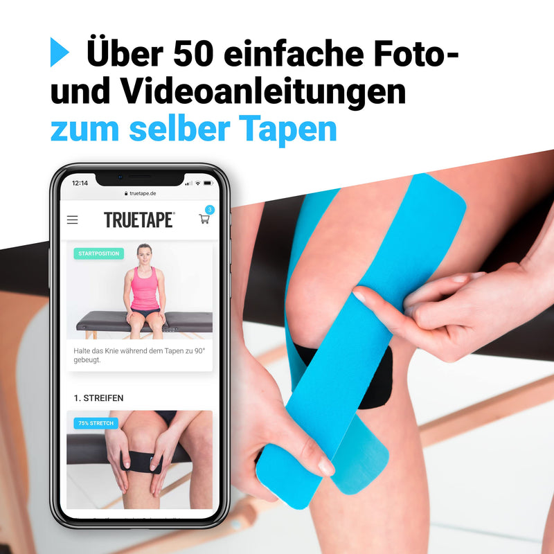 TRUETAPE Kinesiotapes - 2 Kinesiology Tape Rolls (5m x 5cm) | waterproof & elastic Kinesiotape | Skin-friendly sports tapes I blue & black 500 x 5 cm (2 pieces) black + blue - NewNest Australia