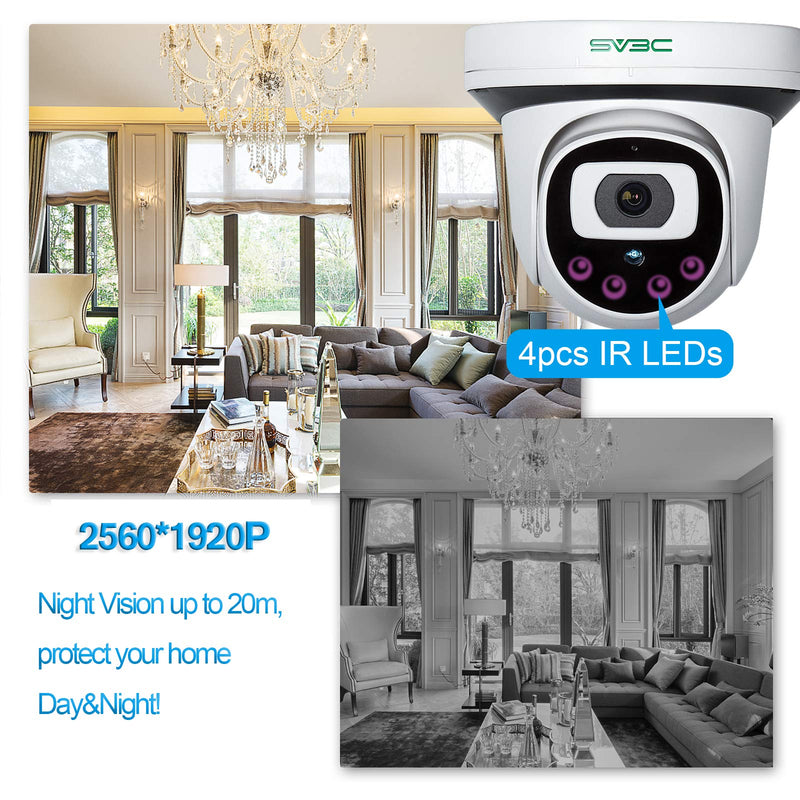 5MP POE IP Camera, SV3C Dome Surveillance Camera , Home Security Camera Outdoor Indoor with Two-Way Audio, Human Motion Detection, Night Vision, Remote View, CamHi App Control, Support SD Card 5 MP - NewNest Australia