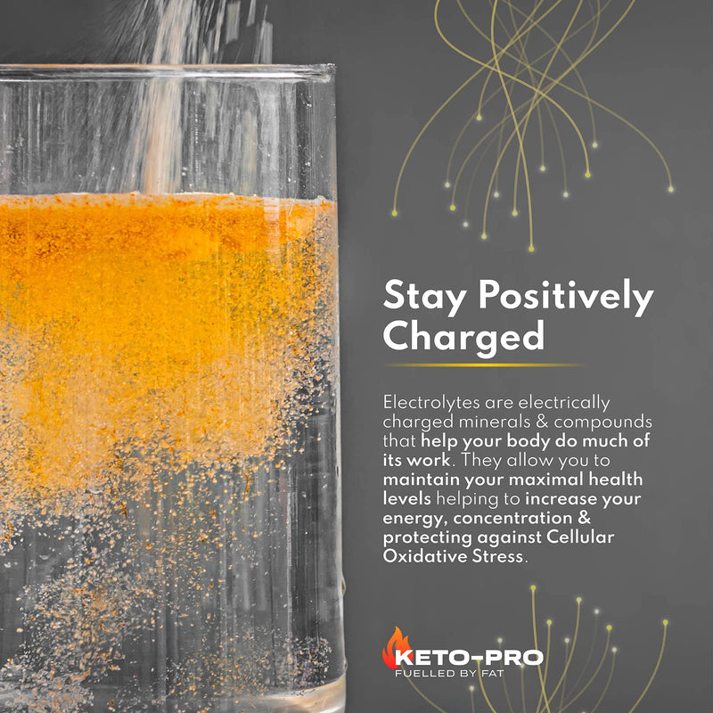 Keto-Pro Keto Electrolytes 250g | Keeping You Electric | Electrolyte Powder & Salts with Astaxanthin | Supporting Your Keto Fasting, Health & Fitness Goals | Lemon Orange Flavour - NewNest Australia