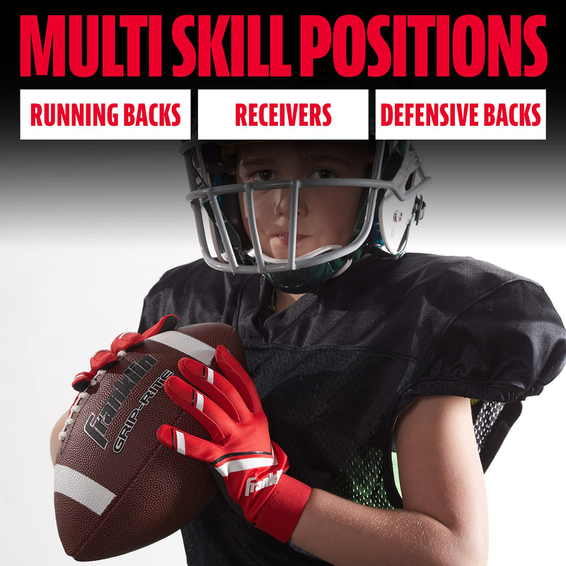 Franklin Sports Youth Football Receiver Gloves - Shoktak Youth Gloves - Kids Football Receiver Gloves - High Grip Football Gloves for Kids Youth Medium Black/Red - NewNest Australia
