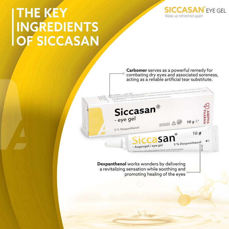 Siccasan gel eye drops for dry eyes with dexpanthenol and carbomer to heal dry eyes 10 g (pack of 1) - NewNest Australia