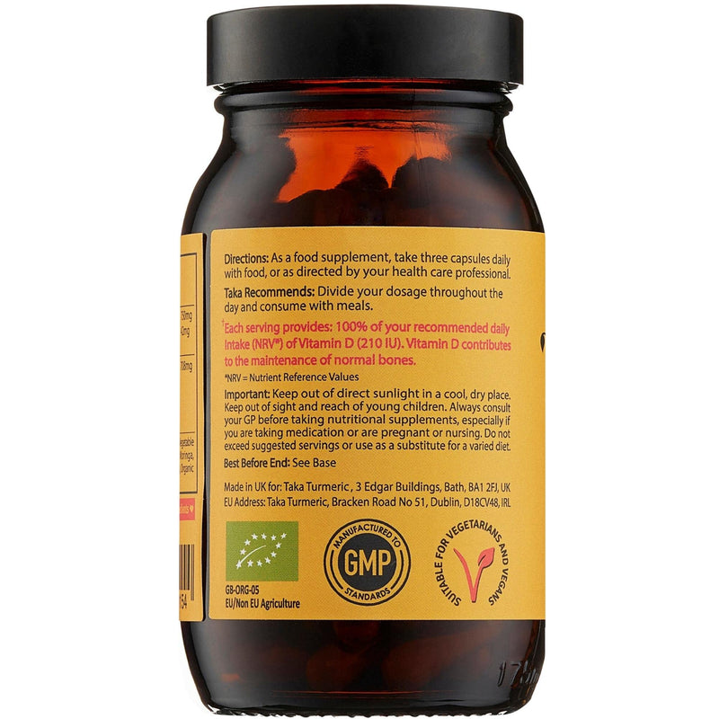 Taka Turmeric Organic Joint Care Supplement - Formulated for Joints, 90 Vegan Capsules Contain Natural Curcumin Content and Piperine for Extra Absorption, 100% Organic with Turmeric Ginger & Vitamin D - NewNest Australia