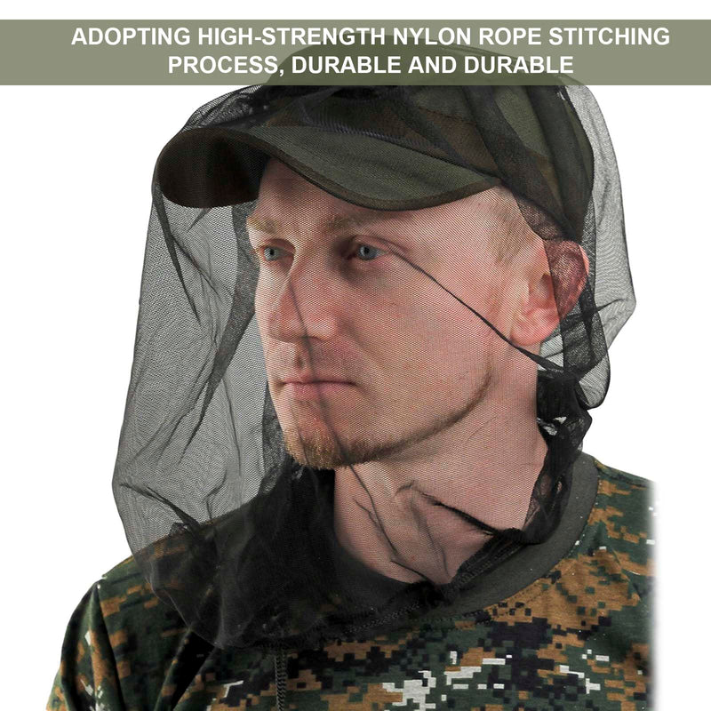 GWAWG Pack of 4 Mosquito Head Net Nylon Mosquito Net Head Protection Fine Mesh Insect Net for Travel Hiking Camping Climbing Black and Green - NewNest Australia