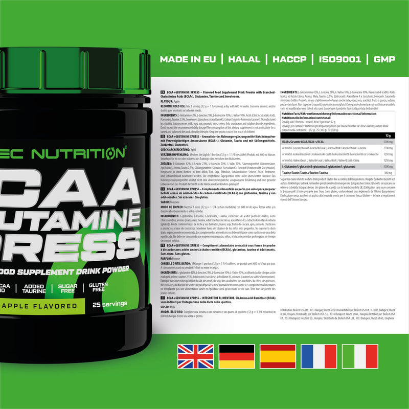 Scitec Nutrition AMINO BCAA + Glutamine Xpress, apple, 300 g 300 g (pack of 1) - NewNest Australia