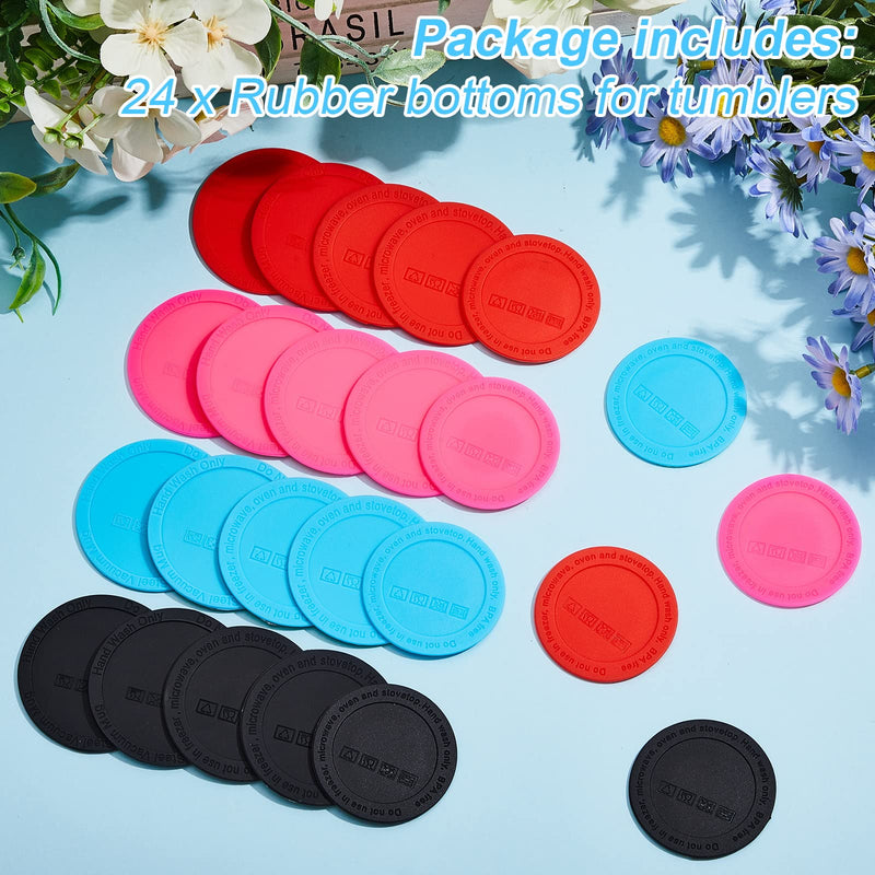 24 Pcs Rubber Bottoms for Sublimation Tumblers Self Adhesive Skinny Tumblers Bottom Protective Anti Slip Coaster Bottoms for Wine Straight Tapered Tumblers, 50 mm 56 mm 58 Mm, 4 Colors - NewNest Australia