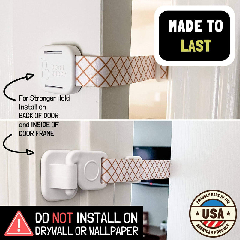 Door Buddy Child Proof Door Lock with Adjustable Strap. No Need for Baby Gate with Pet Door. Baby Proof Door to Litter Box Room. Cats Enter Easily. Installs in Seconds and is Simple to Use. (Caramel) Caramel - NewNest Australia