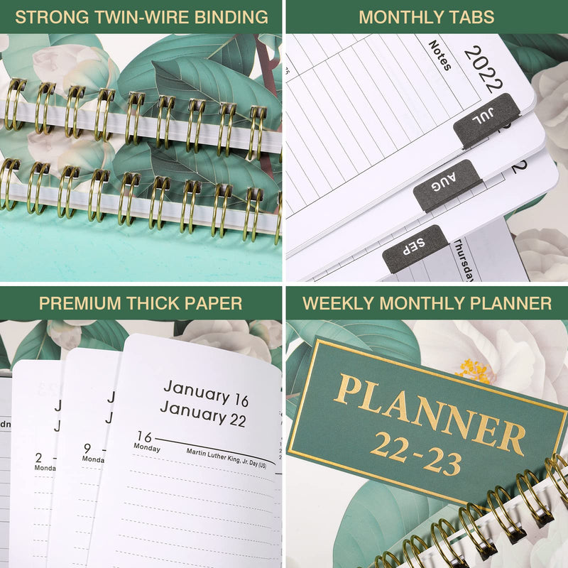 2022-2023 Planner - Academic Planner 2022-2023 from July 2022 - June 2023, 8" x 10", Weekly & Monthly Planner with Thick Paper + Twin-Wire Binding + Printed Tabs - Green - NewNest Australia