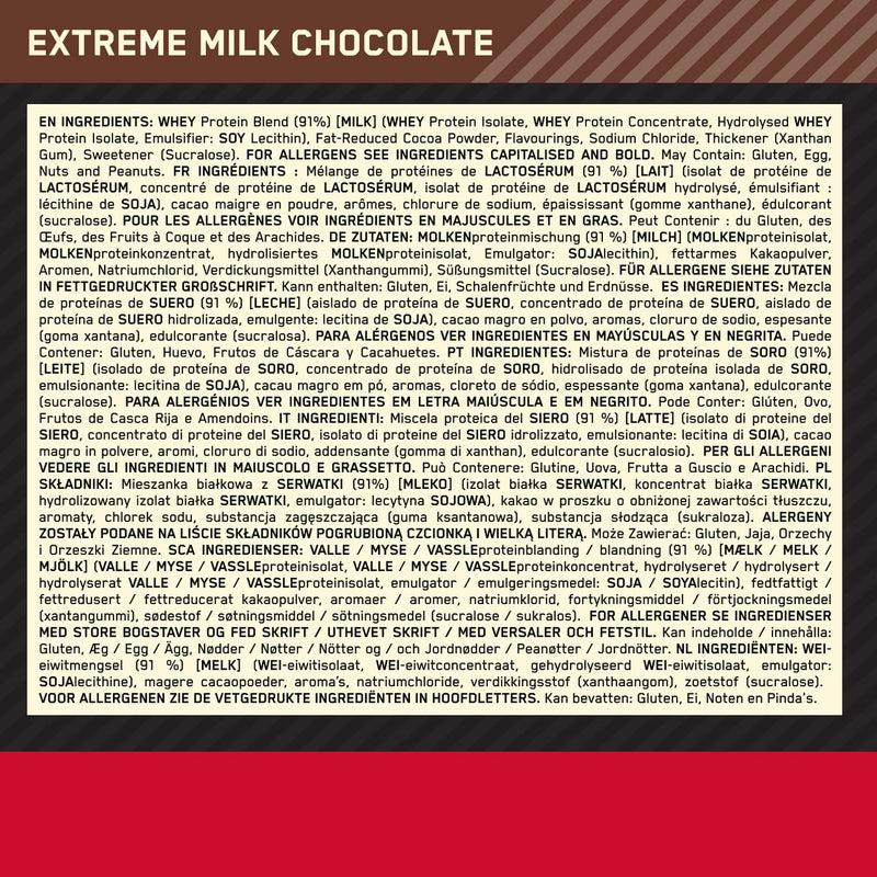 Optimum Nutrition Gold Standard Whey Protein Powder Muscle Building Supplements With Glutamine And Amino Acids, Extreme Milk Chocolate, 28 Servings, 900G, Packaging May Vary - NewNest Australia