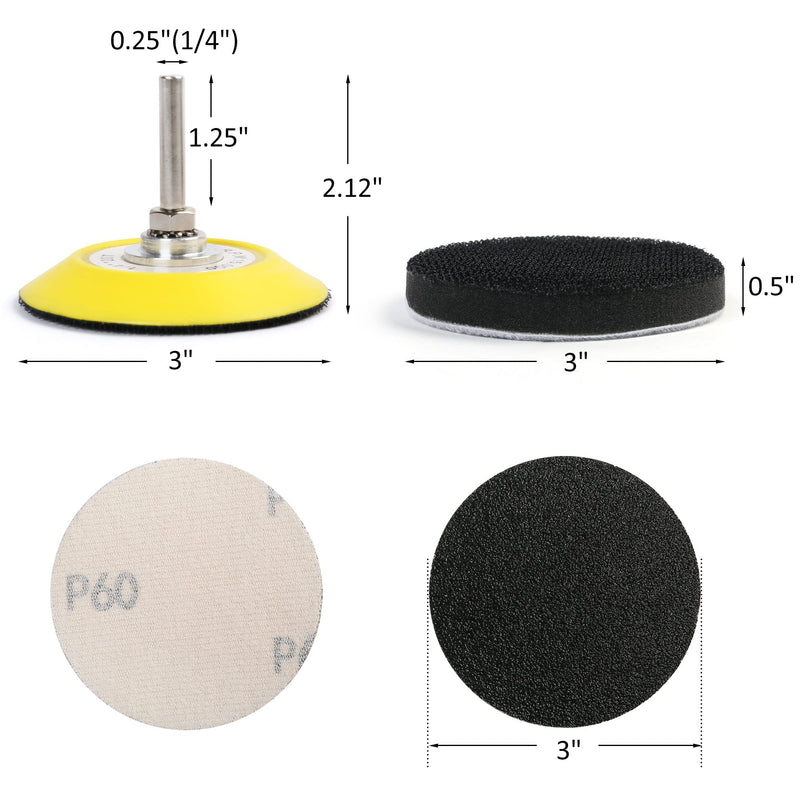 LotFancy 3 Inch Wet Dry Sanding Disc, 60pcs 60 to 7000 Grit, Silicon Carbide Hook and Loop Sandpaper with 1/4” Backing Pad and Foam Buffering Pad, for Automotive Wood Polishing & Finishing - NewNest Australia