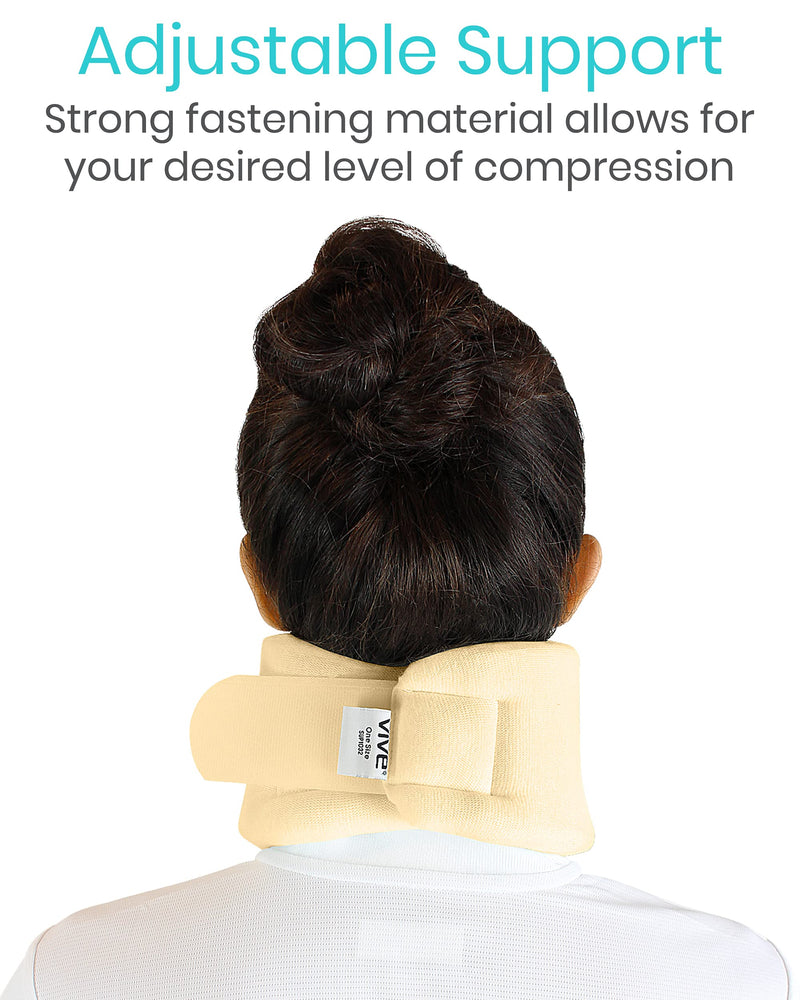 Vive Neck Brace - Foam Cervical Collar - Vertebrae Whiplash Wrap Aligns and Stabilizes Spine - Adjustable Spinal Support Can Be Used While Sleeping and Relieves Pain, Pressure 1 Count (Pack of 1) Beige - NewNest Australia
