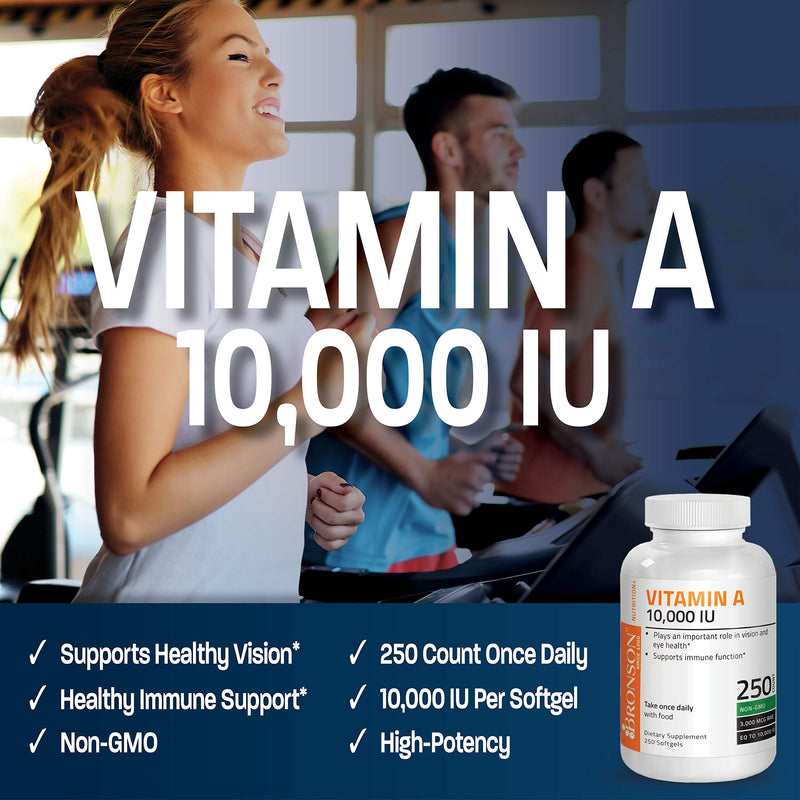 Bronson Vitamin A 10,000 IU Premium Non-GMO Formula Supports Healthy Vision & Immune System and Healthy Growth & Reproduction, 250 Softgels - NewNest Australia