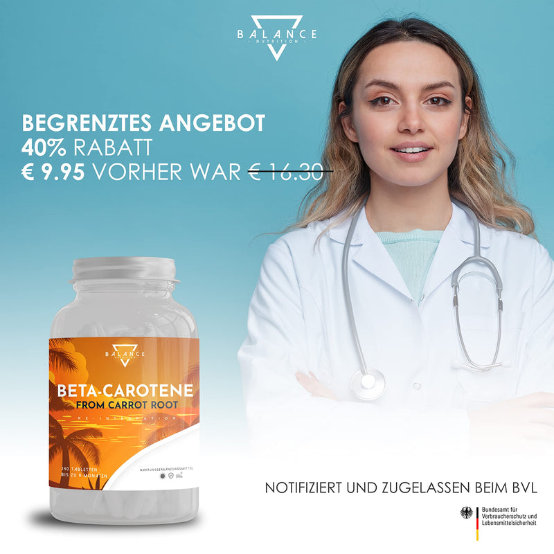 BETA CAROTINE - 240 TABLETS (8 months) | tanning capsules | Carotene capsules, high-dose tan, made from carrot extract Vitamin A high dose | 100% natural - NewNest Australia
