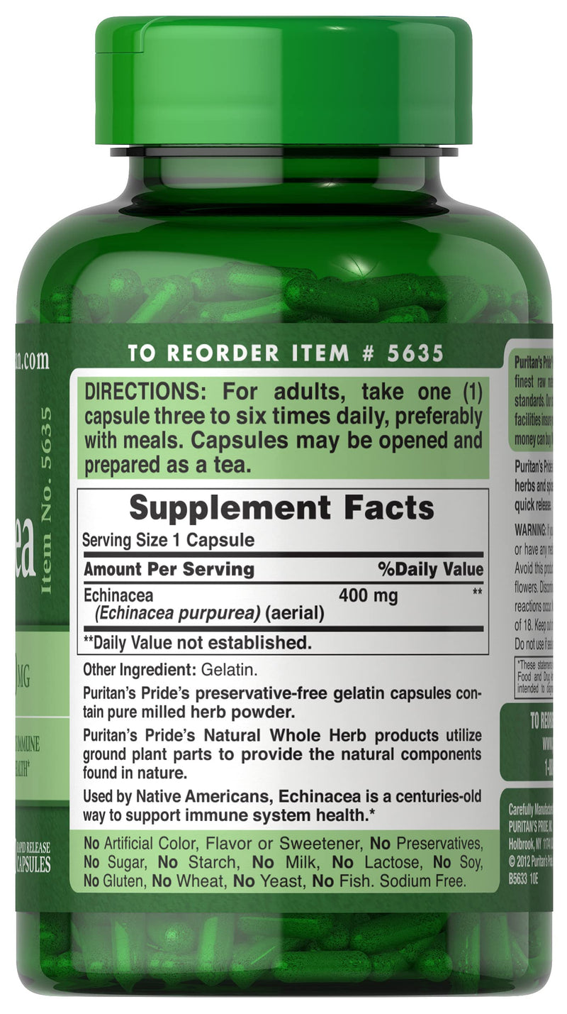 Puritans Pride Echinacea 400 mg for Health to Support Immune System, 200 Count - NewNest Australia