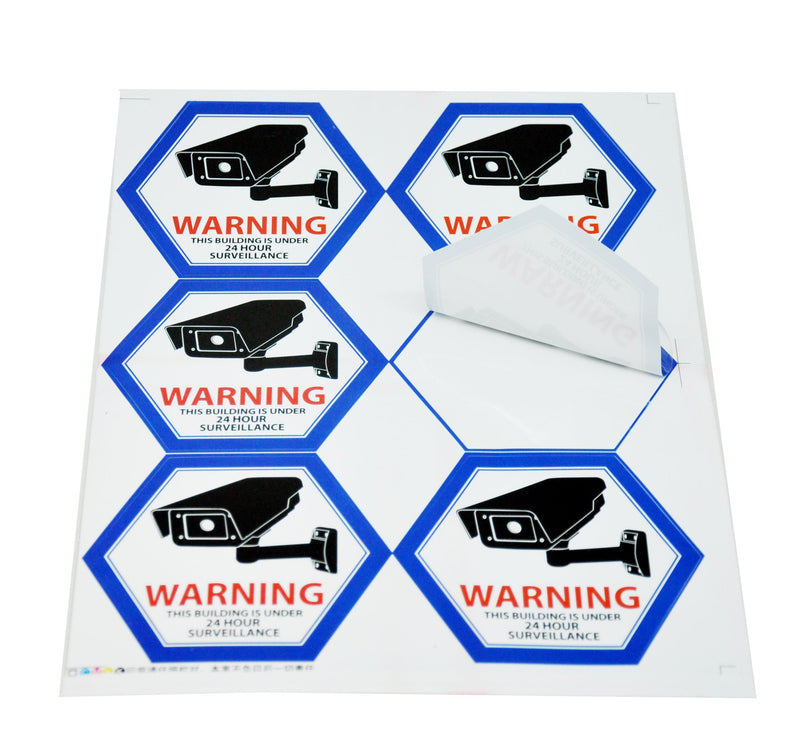 Mandala Craft Security Camera Decal Warning Window Stickers, CCTV Video Surveillance Recording Signs from Vinyl for Indoors, Outdoors; Back Adhesive Blue 4 X 3.5 inches - NewNest Australia