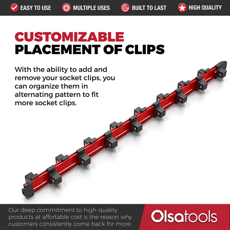 Olsa Tools 1/2-Inch Drive Aluminum Socket Organizer with Locking End Caps | Premium Quality Socket Holder (RED) Red - NewNest Australia