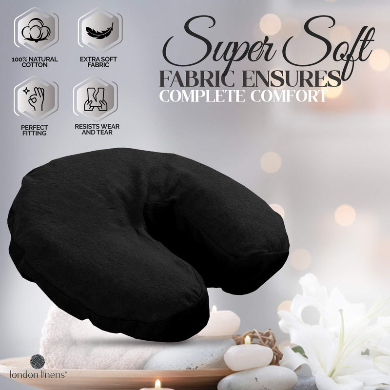 London Linens Pack of 4, Premium Extra Thick 100% Cotton Flannel Massage Tables Face Cradle Covers Cozies Fitted - Includes 4 pcs (Black) Black - NewNest Australia