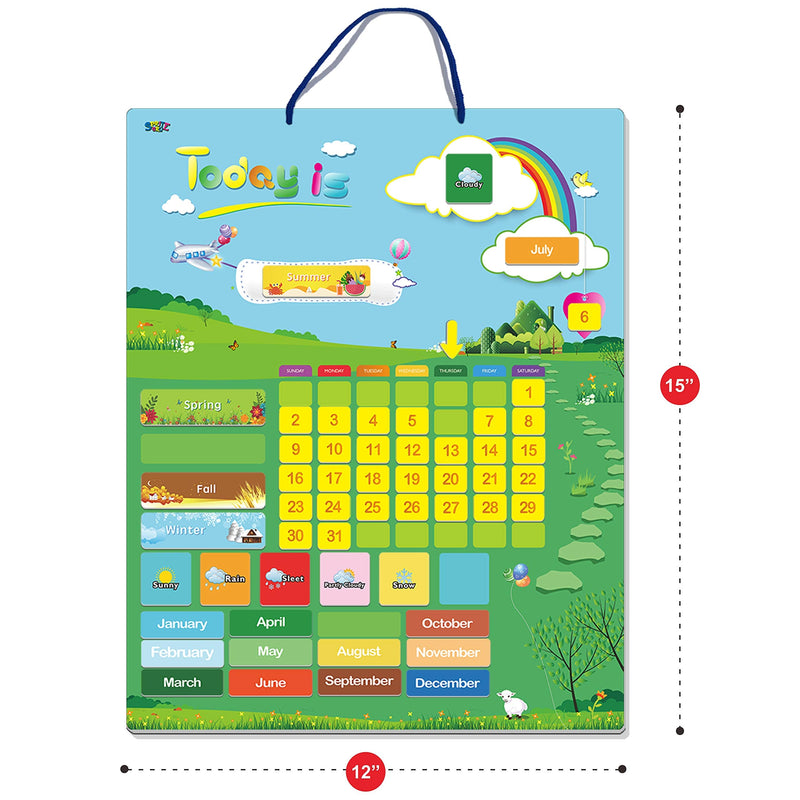 Magnetic Learning Calendar with Weather Station 55 PCS (15” X 12” Wall Mountings Ready) - NewNest Australia