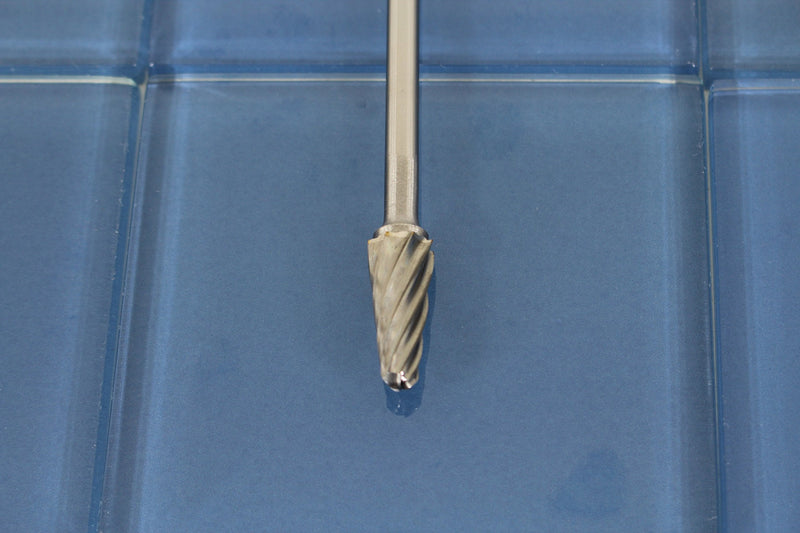 TEMO SL-4L6 NF Aluminum Cut Carbide Rotary Burr File, 1/2 Inch Head 14 Degree Cone, 1/4 Inch Diameter 6 Inch Long Shank 6" SL-4L6 - NewNest Australia