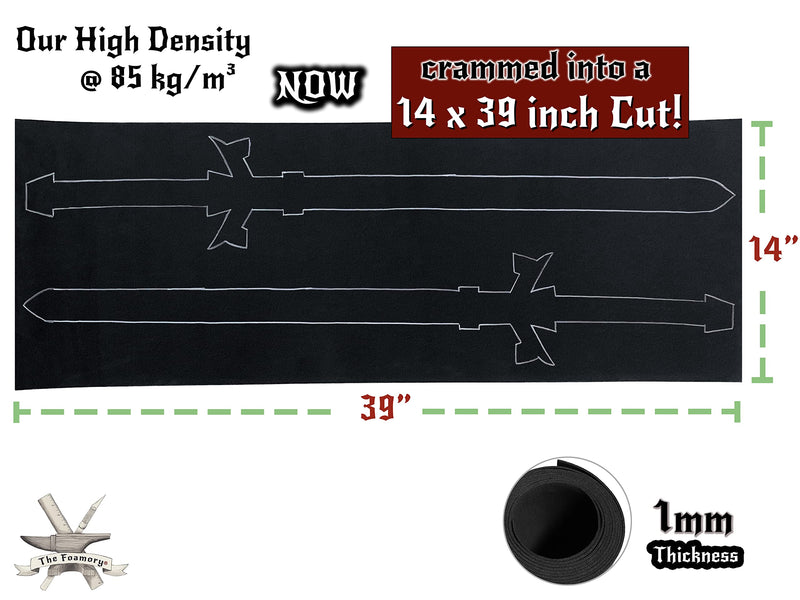 EVA Foam Cosplay - 1mm (1mm to 10mm) - Black or White - 14" x 39" Sheet - Ultra High Density 85 kg/m3 - by The Foamory 1mm - Thickness - NewNest Australia